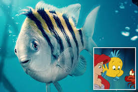 Il pesce Flounders, migliore amico di Ariel nel cartone originale e nel live action